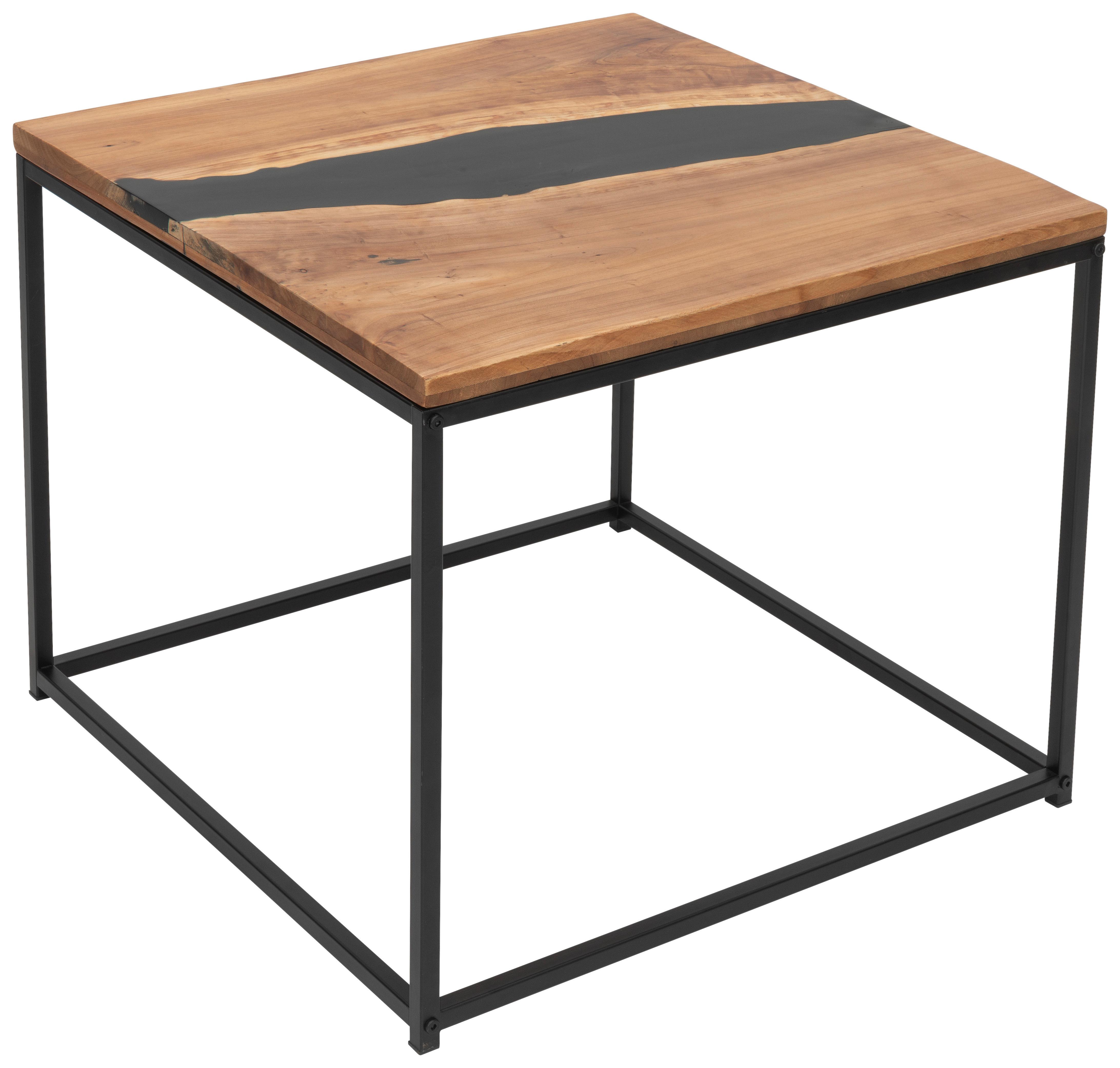 STOLIK KAWOWY LAWA - kolor naturalny/czarny, Lifestyle, metal/drewno (60/51/60cm) - Livetastic