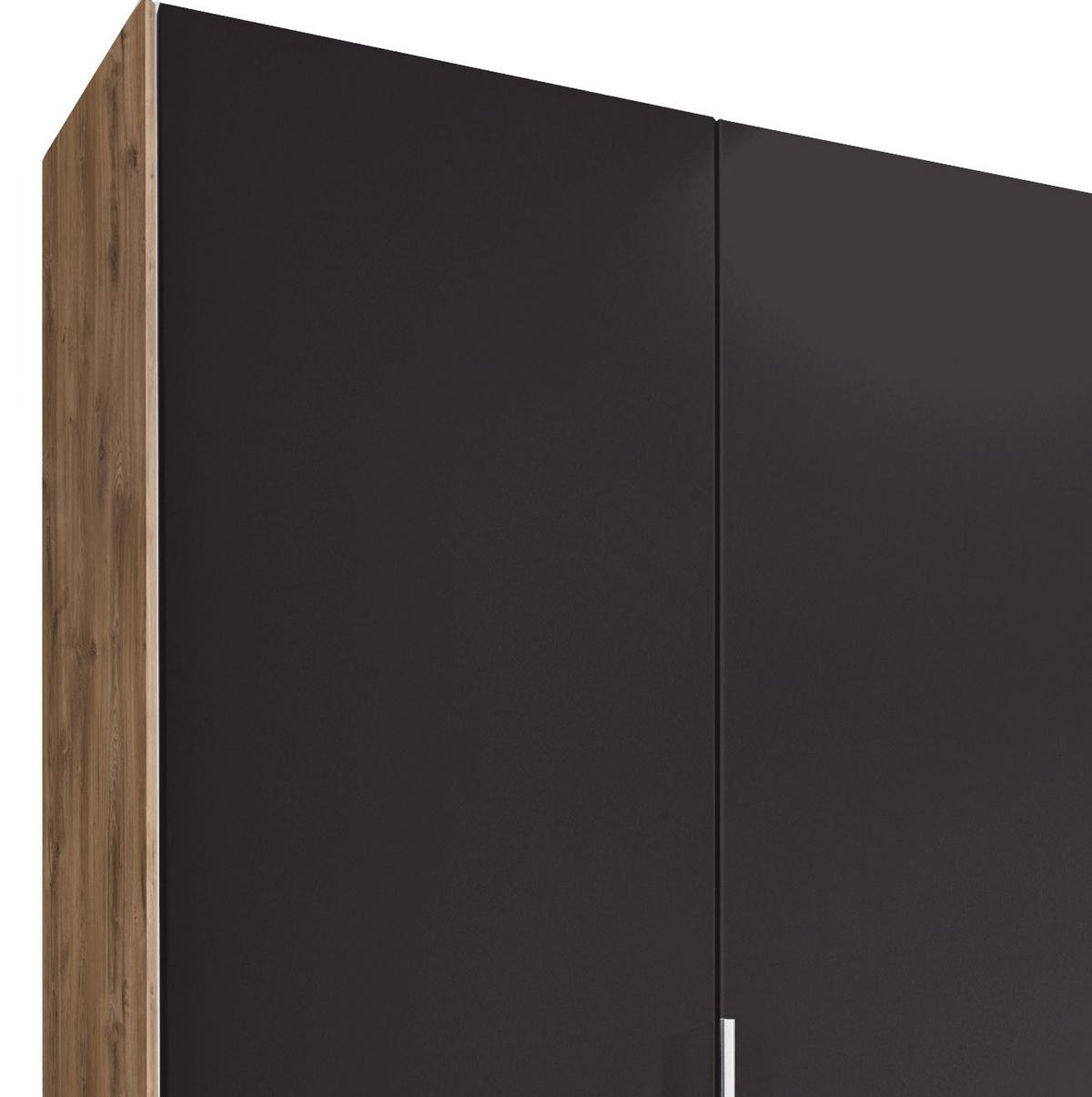 Drehtürenschrank Level 36A mit Spiegel ca.250cm Graphitfarben - Chromfarben/Eichefarben, MODERN, Glas/Holzwerkstoff (250/216/58cm) - MID.YOU