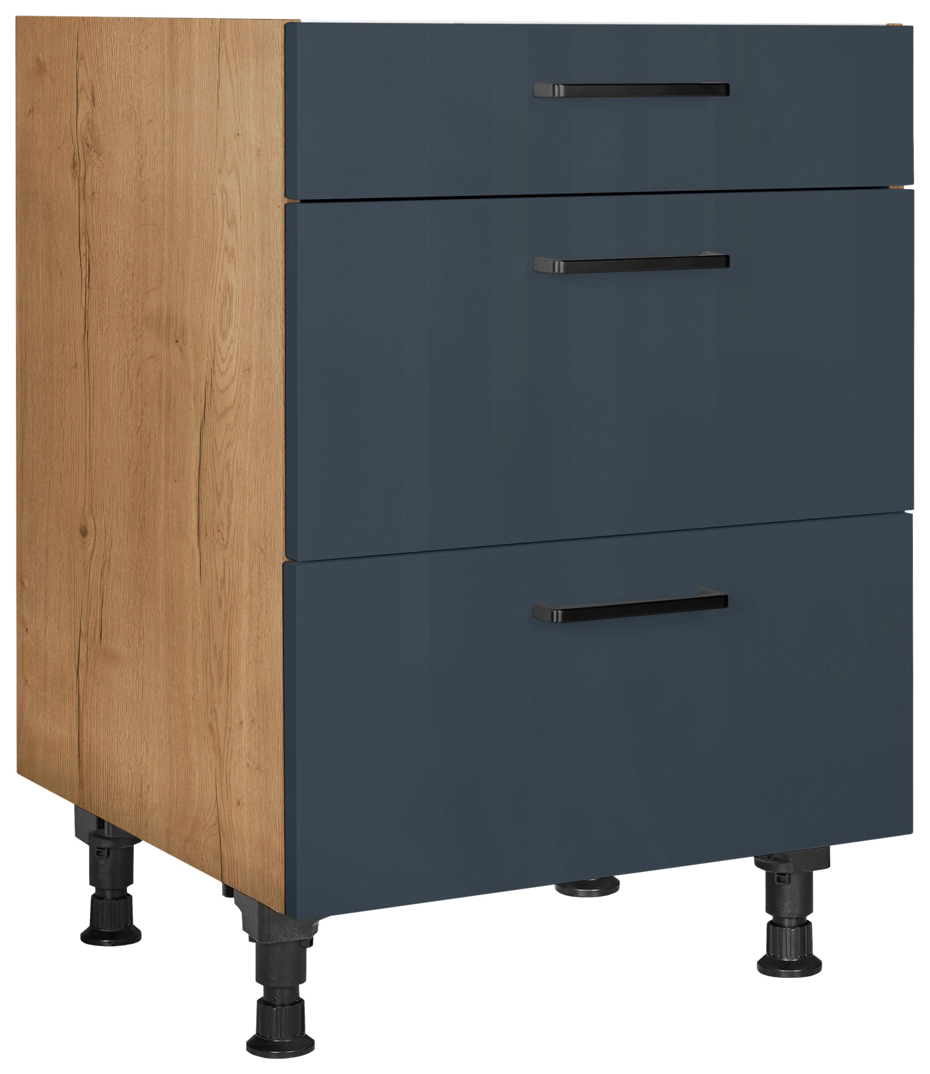Kochfeldumbauschrank Easytouch Blau - Blau/Eichefarben, MODERN, Holzwerkstoff/Metall (60,0/87,0/56,0cm) - Nobilia