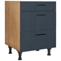 Kochfeldumbauschrank Easytouch Blau - Blau/Eichefarben, MODERN, Holzwerkstoff/Metall (60,0/87,0/56,0cm) - Nobilia