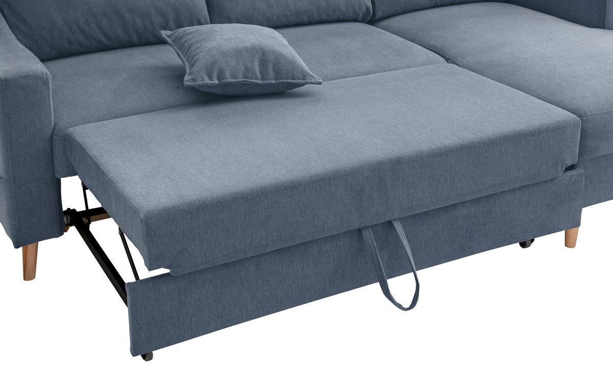 Wohnlandschaft Valentina Blau Struktur - Blau/Naturfarben, KONVENTIONELL, Holz/Textil (228/150cm) - P & B