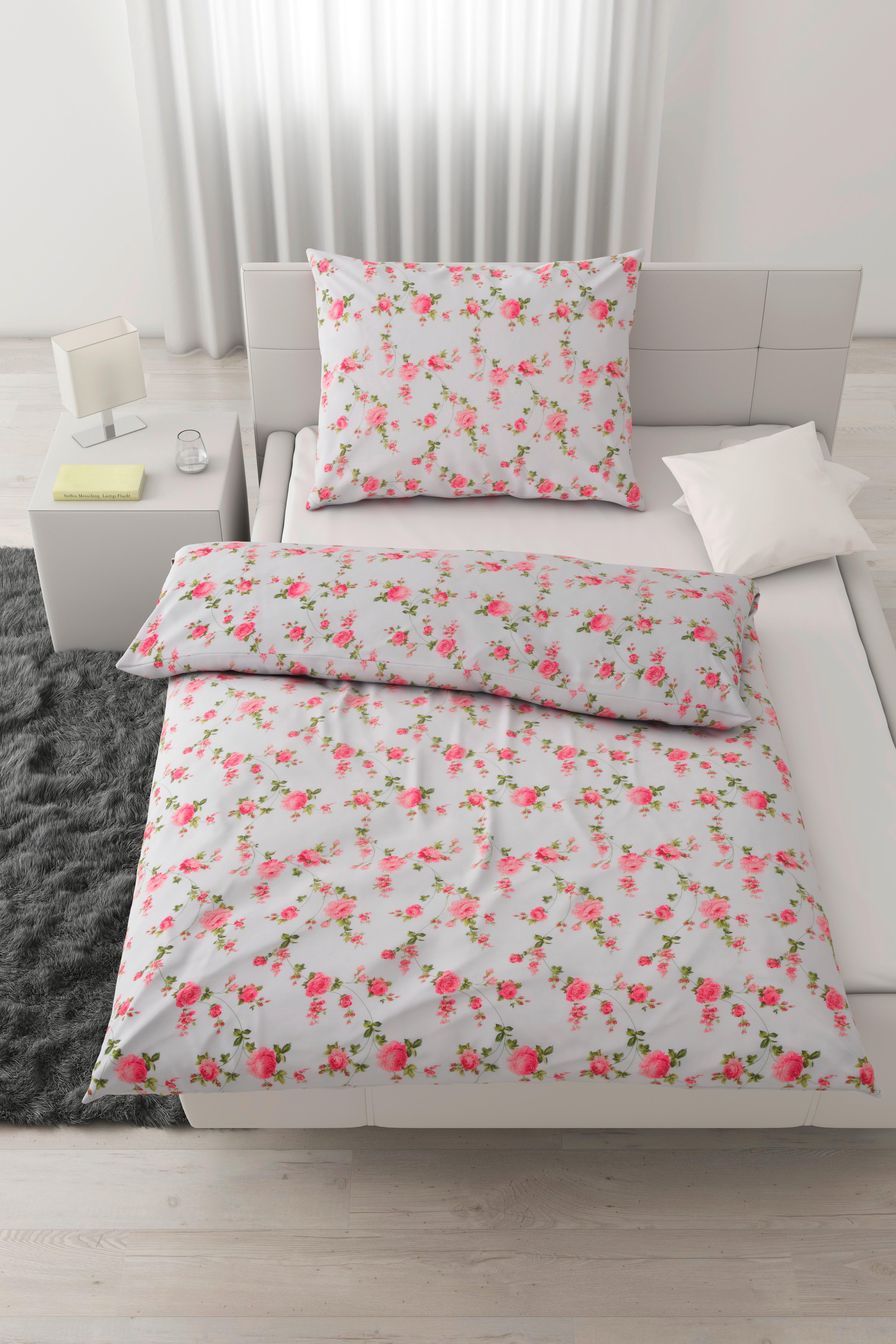Bettwäsche Flora in Weiß ca. 140x200cm - Weiß, ROMANTIK / LANDHAUS, Textil (140/200cm) - Modern Living
