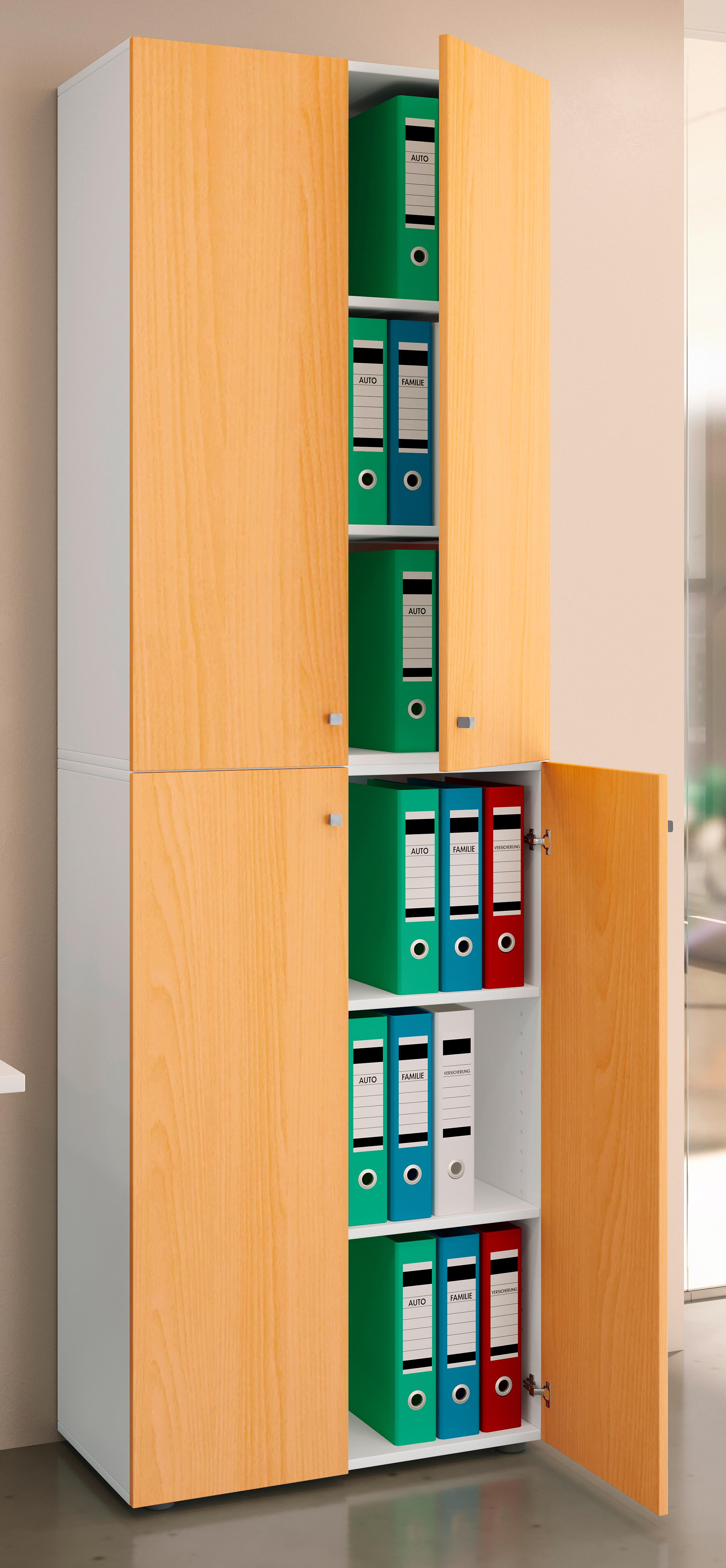 AKTENSCHRANK LONA XXL - Weiss/Buchefarben, Design, Holzwerkstoff (70/220/39cm) - MID.YOU