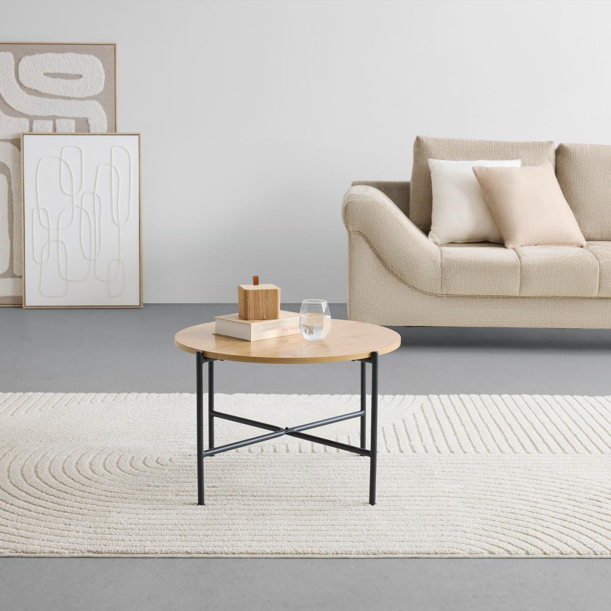 Couchtisch Oslo Eichefarben/Schwarz - Eichefarben/Schwarz, Konventionell, Holzwerkstoff/Metall (60/60/40cm) - Mömax