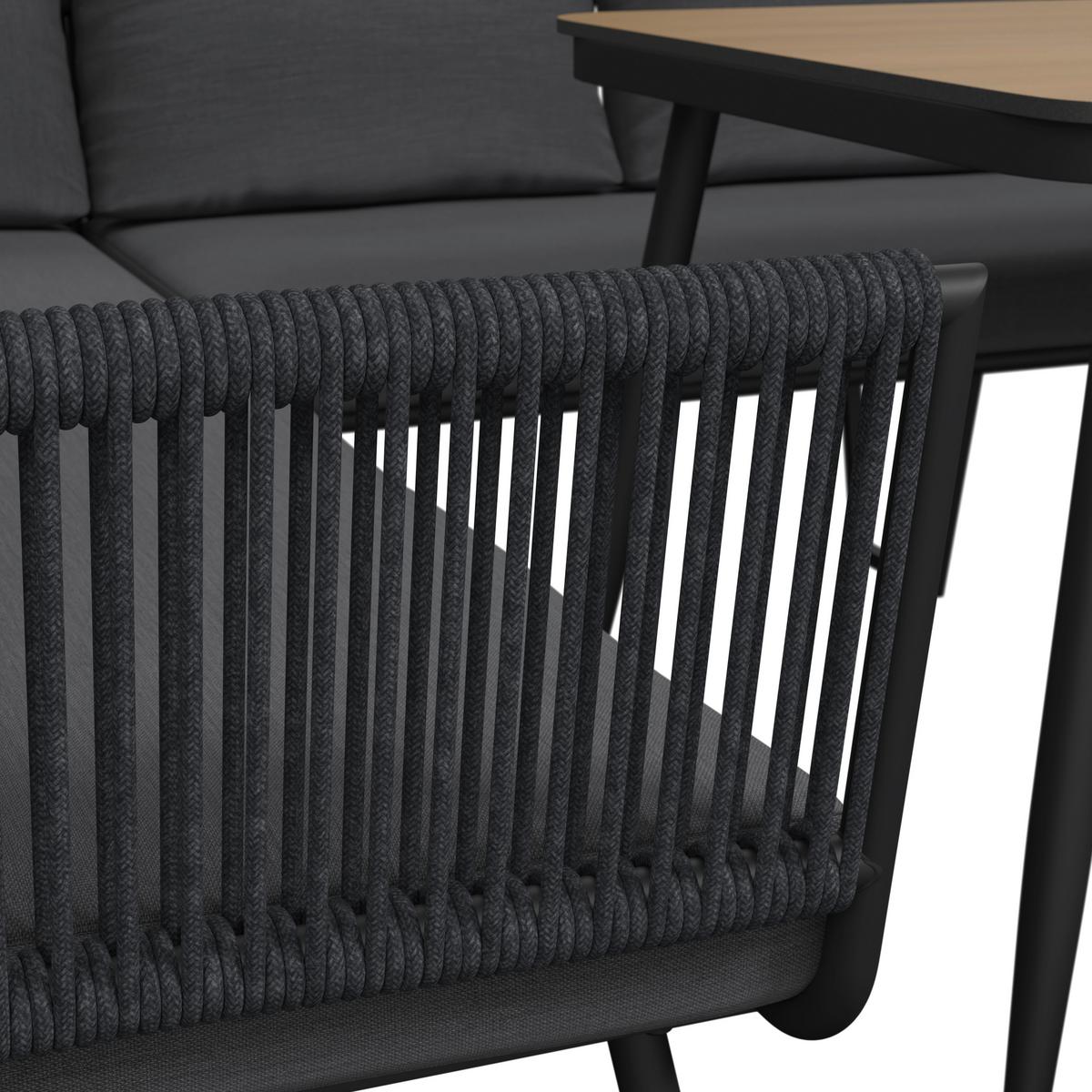 Jedilna Lounge Garnitura Camea, Temno Siva, 3-Delno - temno siva/barve hrasta, Moderno, kovina/umetna masa - Bessagi Garden