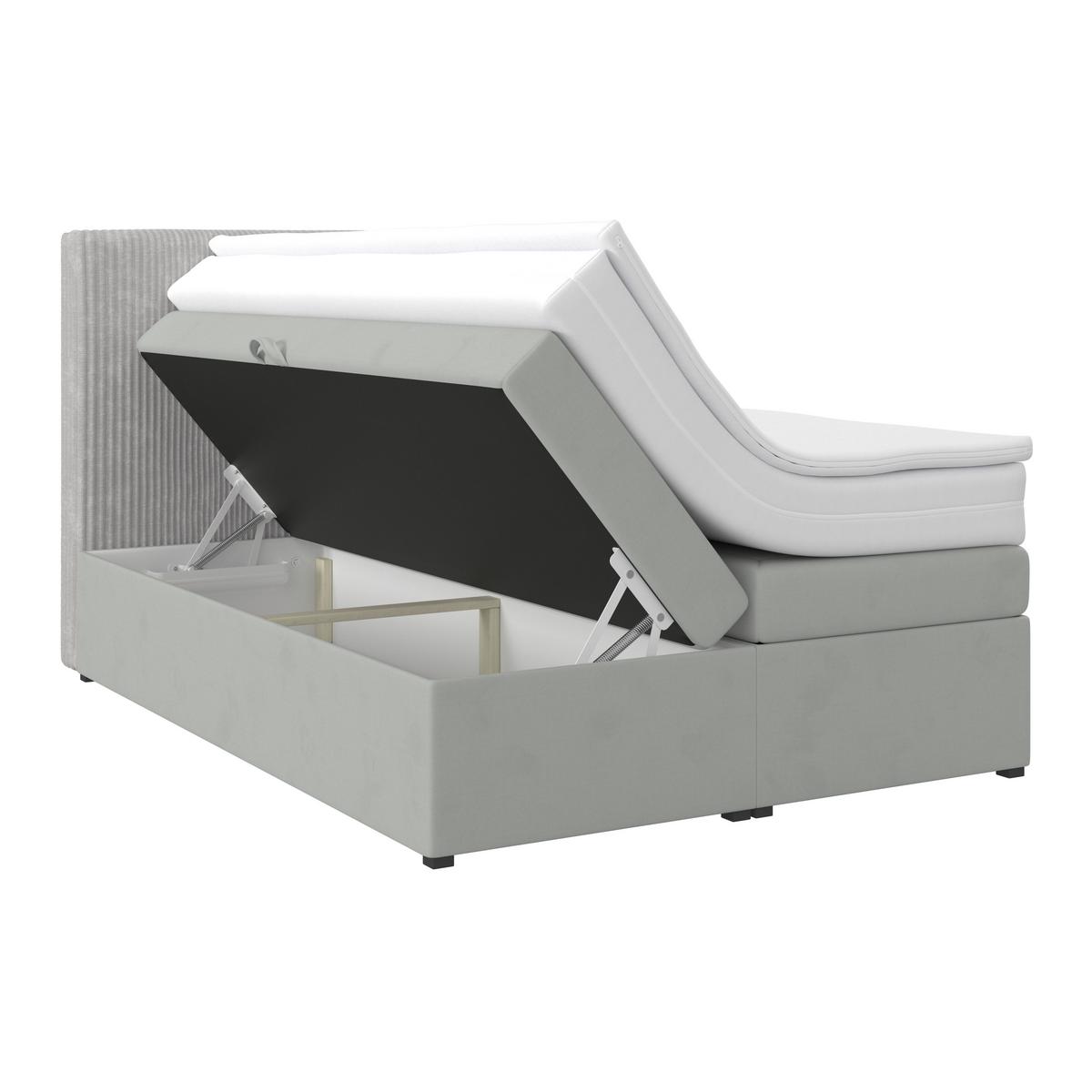 Boxspring Krevet Rossa - srebrne boje/crna, Moderno, drvni materijal/tekstil (140/200cm) - Modern Living