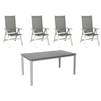 Gartengarnitur 5-tlg. Urban Aluminium / Textil - Platinfarben/Schieferfarben, Basics, Holzwerkstoff/Textil (160/90/72cm) - Acamp
