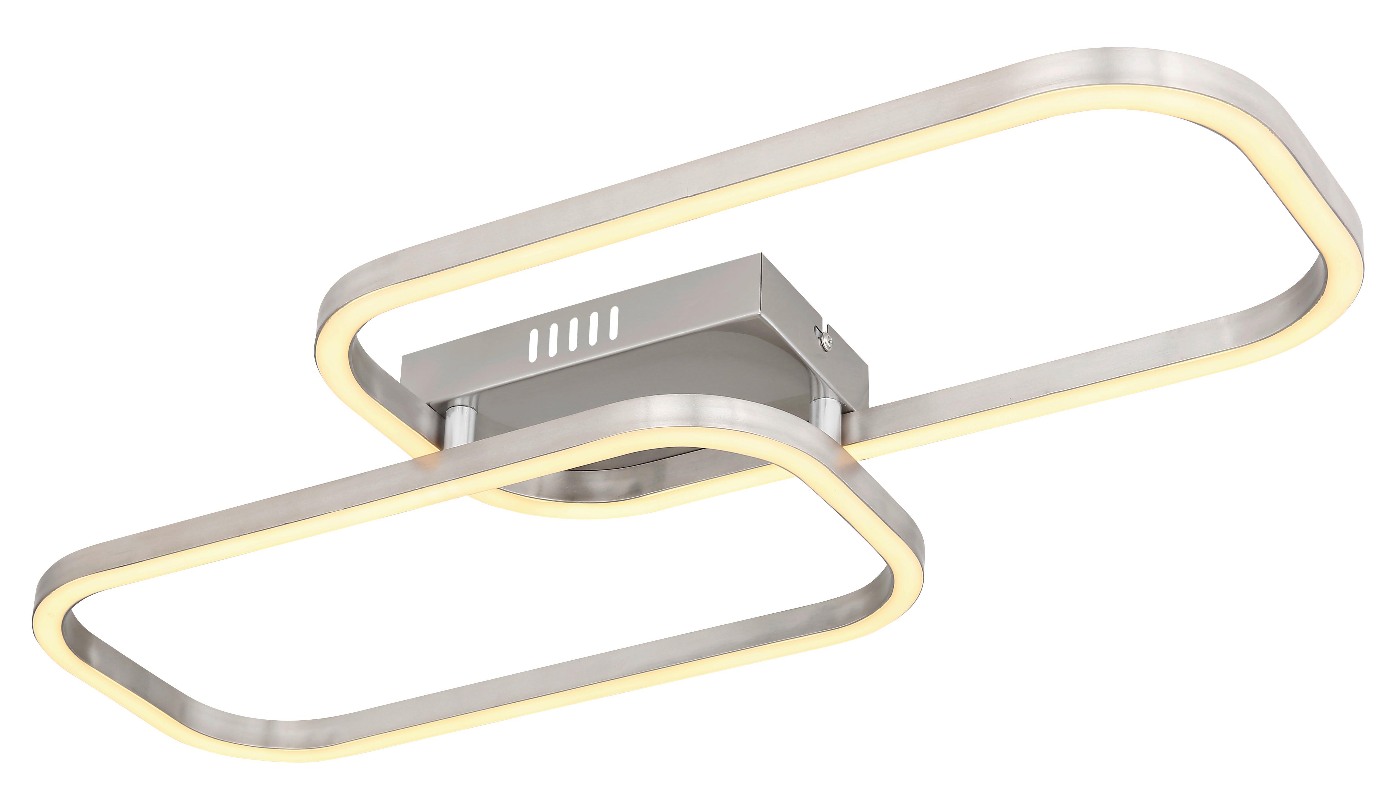 LED-Deckenleuchte Silla max. 24 Watt - Opal/Nickelfarben, Design, Kunststoff/Metall (62,6/30,6/6cm) - Globo
