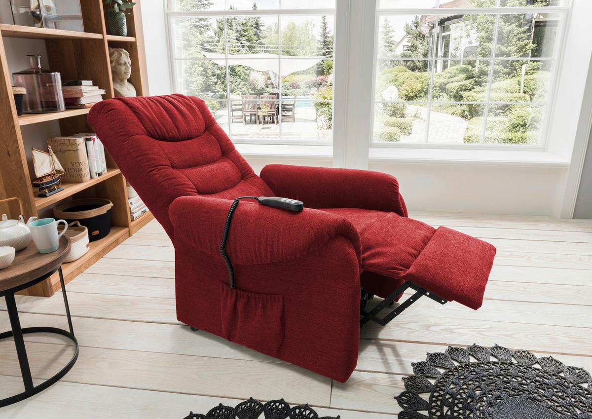 Fernsehsessel Nino Rot Nylon/Struktur - Dunkelgrün/Rot, Design, Holz/Kunststoff (76/106/94cm) - Livetastic