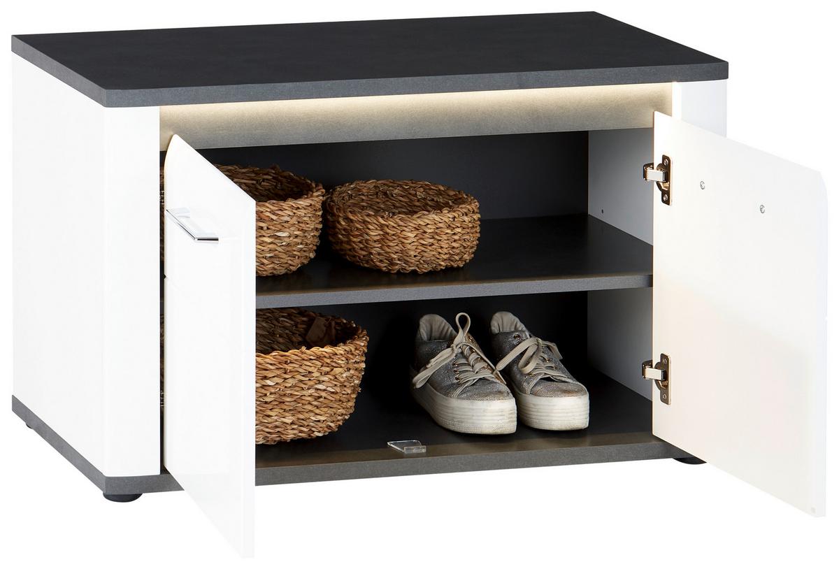 Bancă pentru hol Alassio - alb, Modern, material pe bază de lemn (85/51,5/37,6cm) - Modern Living