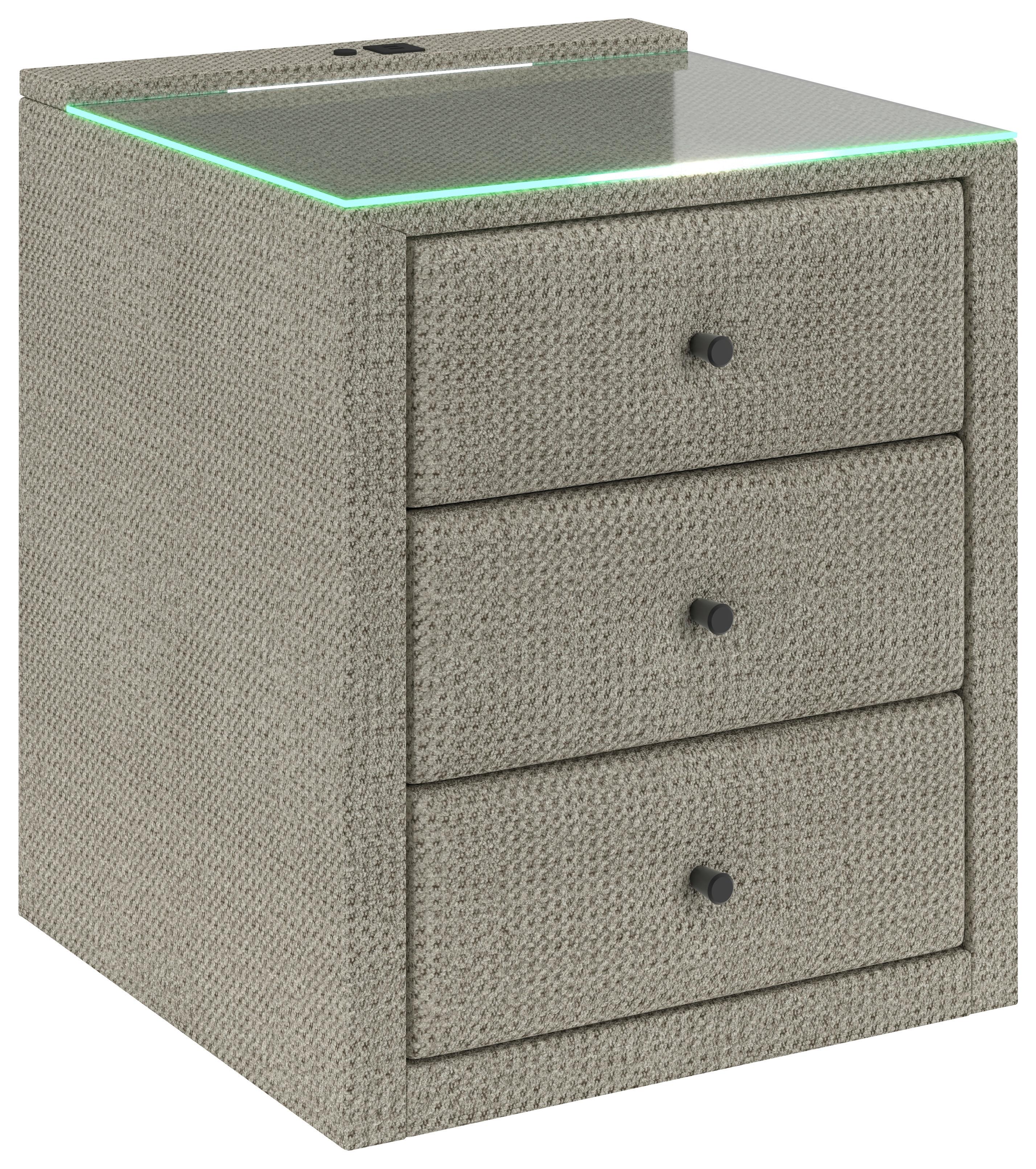 Noćni Ormarić Brisbane I - boje šampanjca, Trend, staklo/drvni materijal (49,5/56,5/46cm) - Premium Living