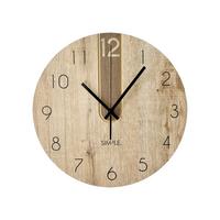 Wanduhr CL-12392 Schwarz/Eichefarben - Eichefarben/Schwarz, Basics, Holz/Kunststoff (36cm)