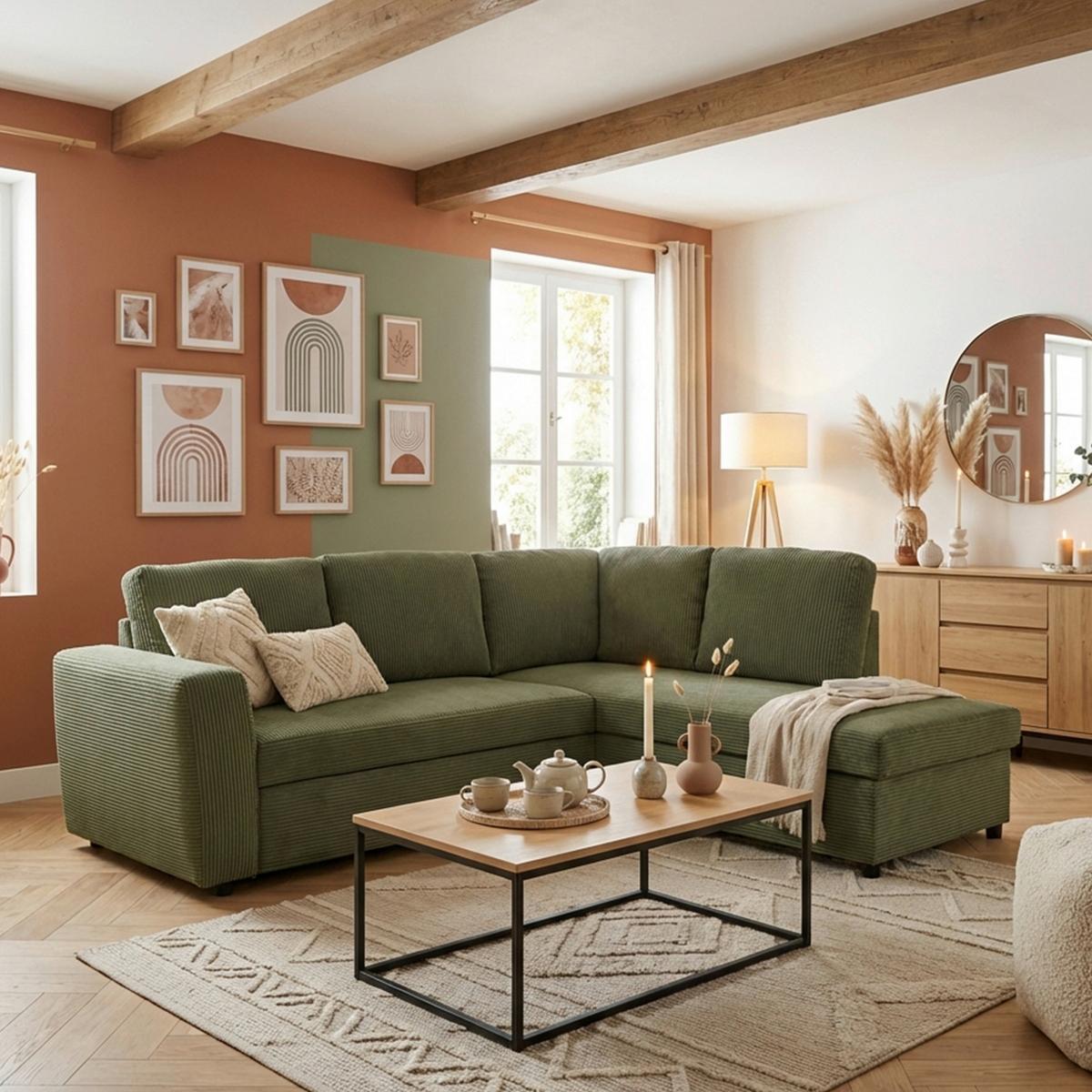 Coltar TOULOUSE - kaki, Trend, lemn/metal (224/206cm)