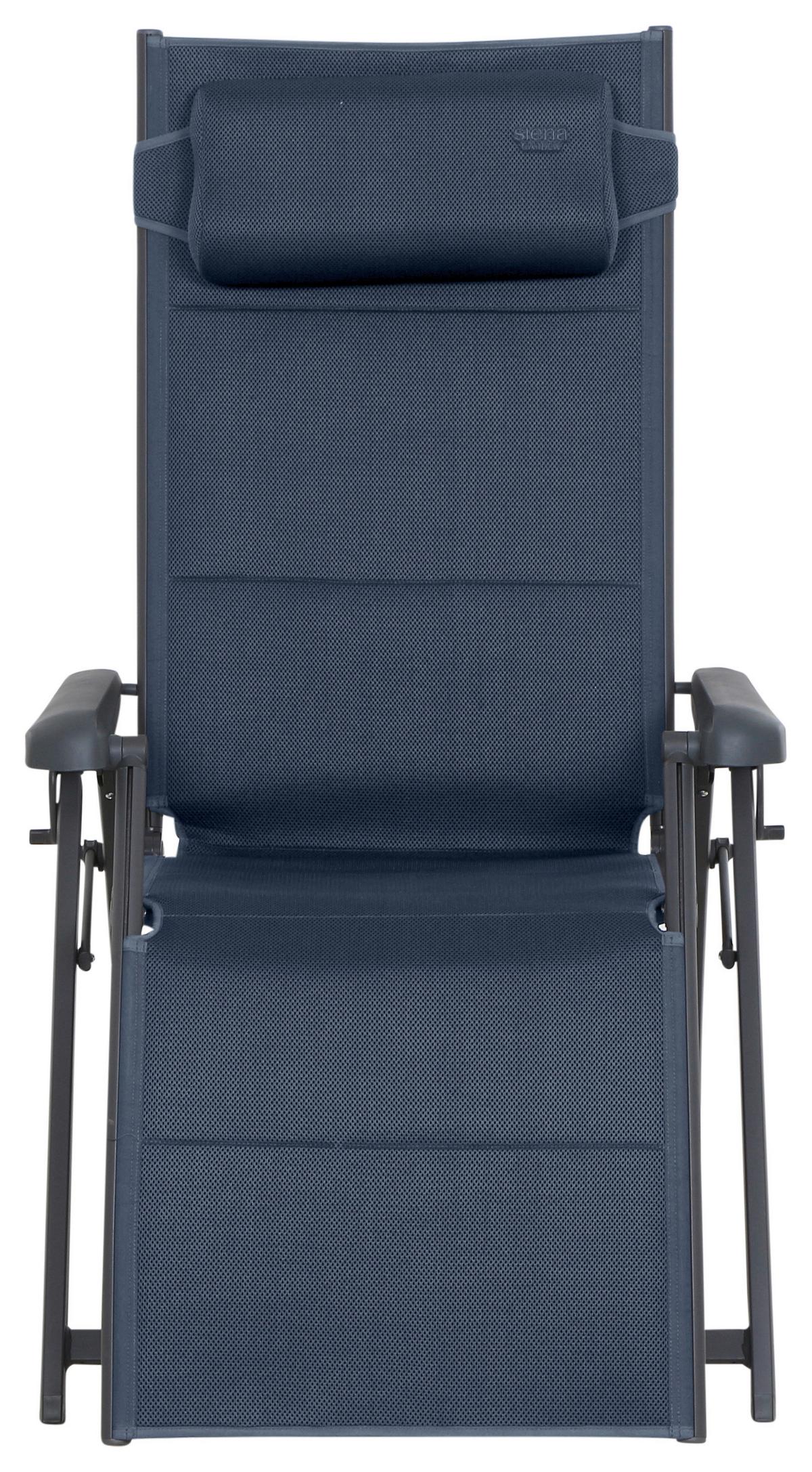 Garten-Relaxsessel klappbar Premium Aluminium - Anthrazit/Dunkelblau, KONVENTIONELL, Textil/Metall (69/124/84cm) - Siena Garden