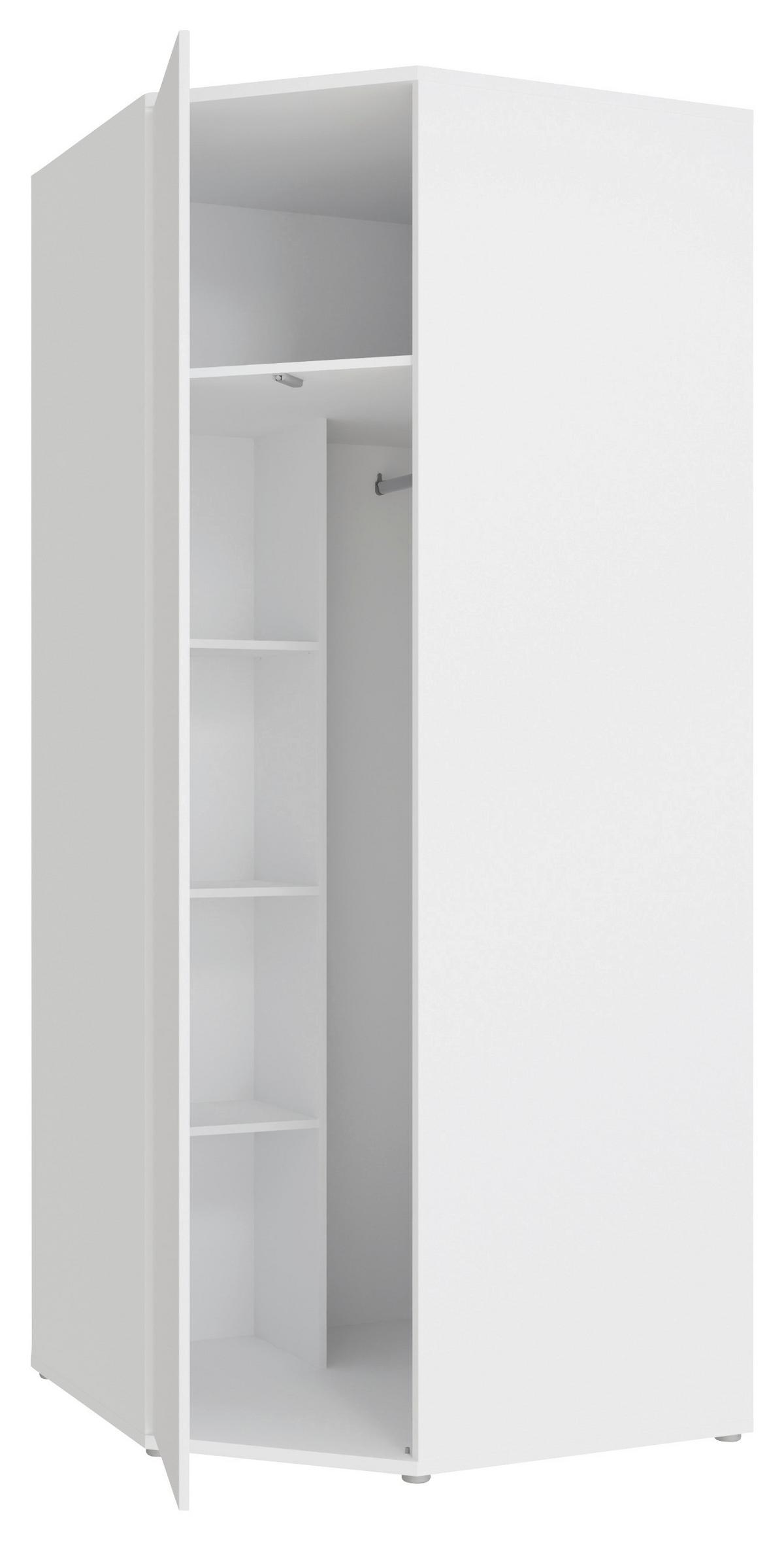 Kotna Omara Za Oblačila Alice, Bela - bela, Trend, leseni material (92/214/92cm) - Carryhome