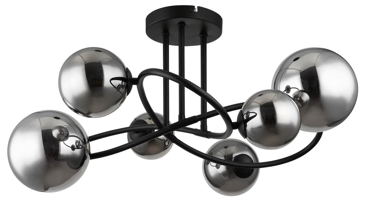 Stropna Led-svetilka Riha, S Sijalko - črna, Design, kovina/steklo (62/59/35cm) - Globo