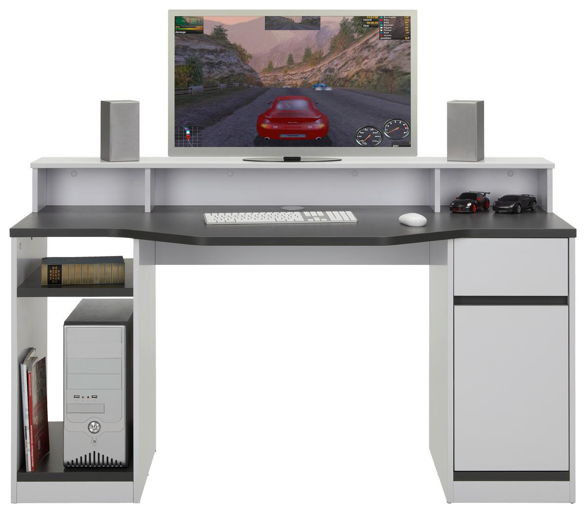Gaming Tisch in Anthrazit/Weiß - Anthrazit/Weiß, MODERN, Holzwerkstoff (155/92/63cm) - Mömax