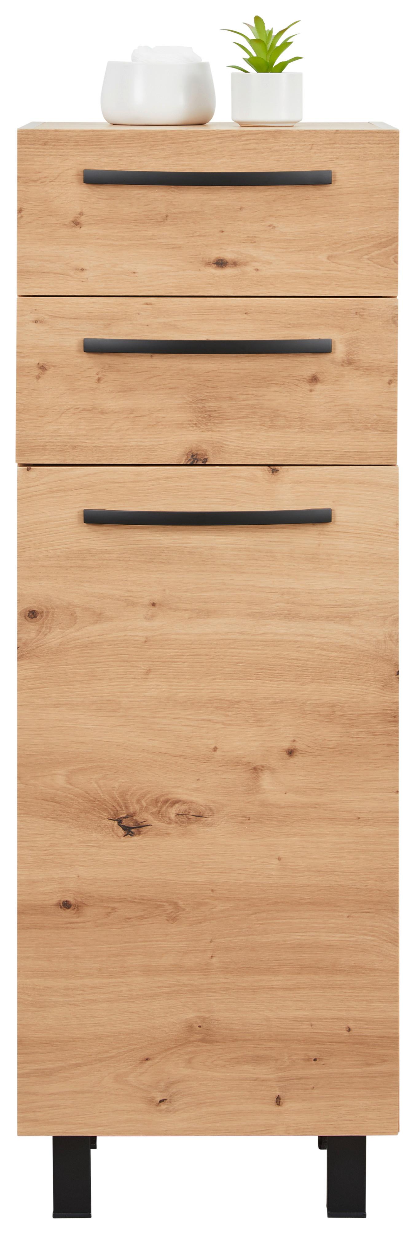 Unterschrank in Eiche Artisan - Schwarz/Eiche Artisan, MODERN, Holzwerkstoff/Metall (40/118/35cm) - Mömax