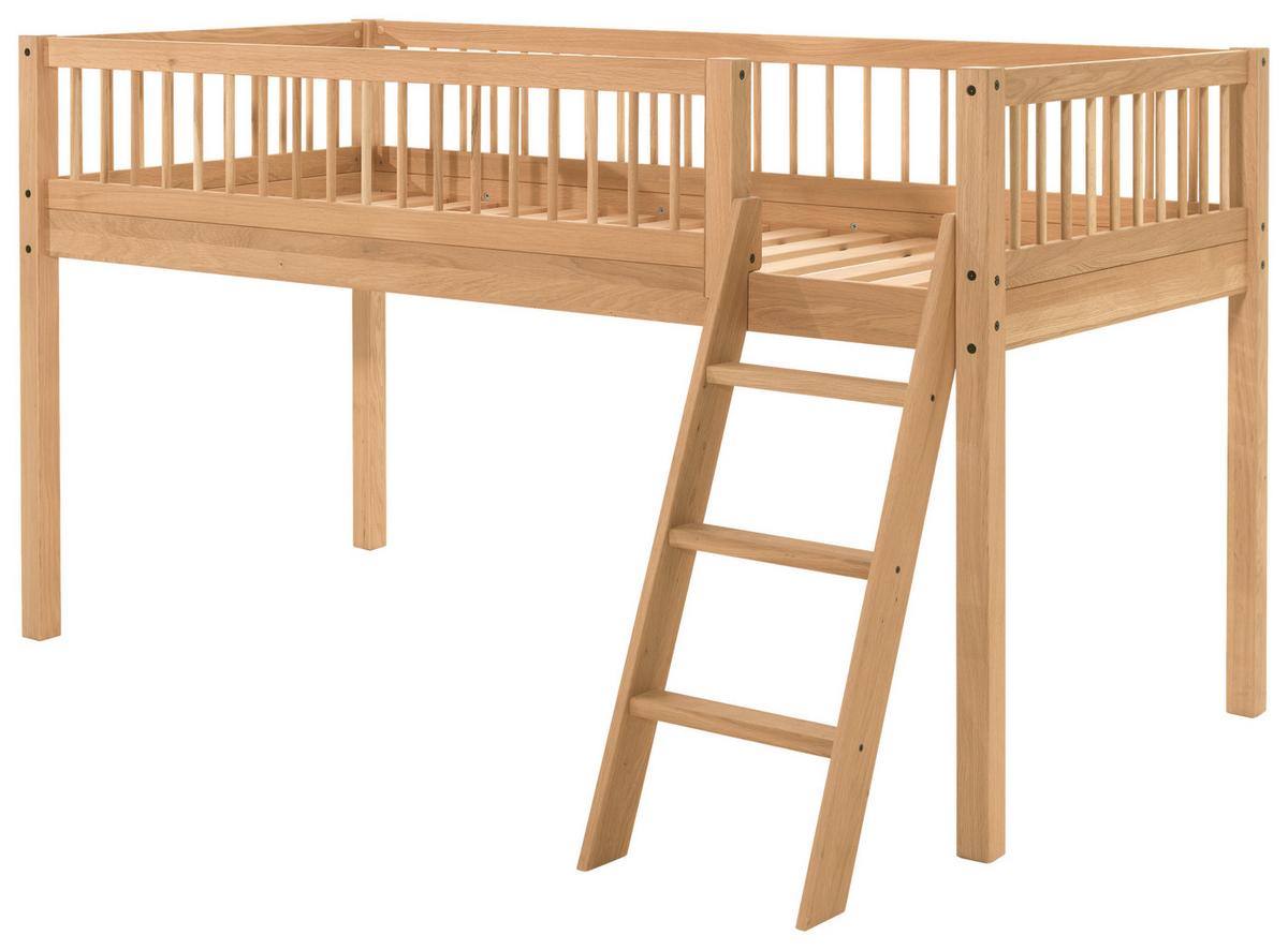 Hochbett FORREST Naturfarben ca.90x200cm Echtholz Eiche - Naturfarben, MODERN, Holz (90/200cm) - Vipack