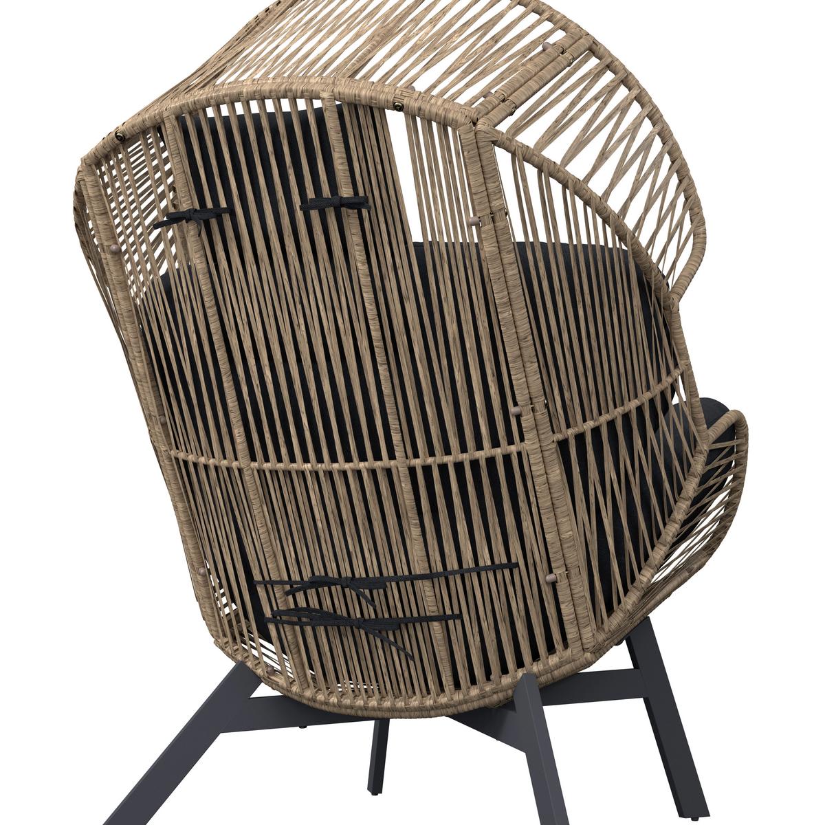 FOTEL TARASOWY WILLI SCHWARZ - kolor naturalny/czarny, Design, tworzywo sztuczne/metal (96/140/101cm) - Ambia Garden