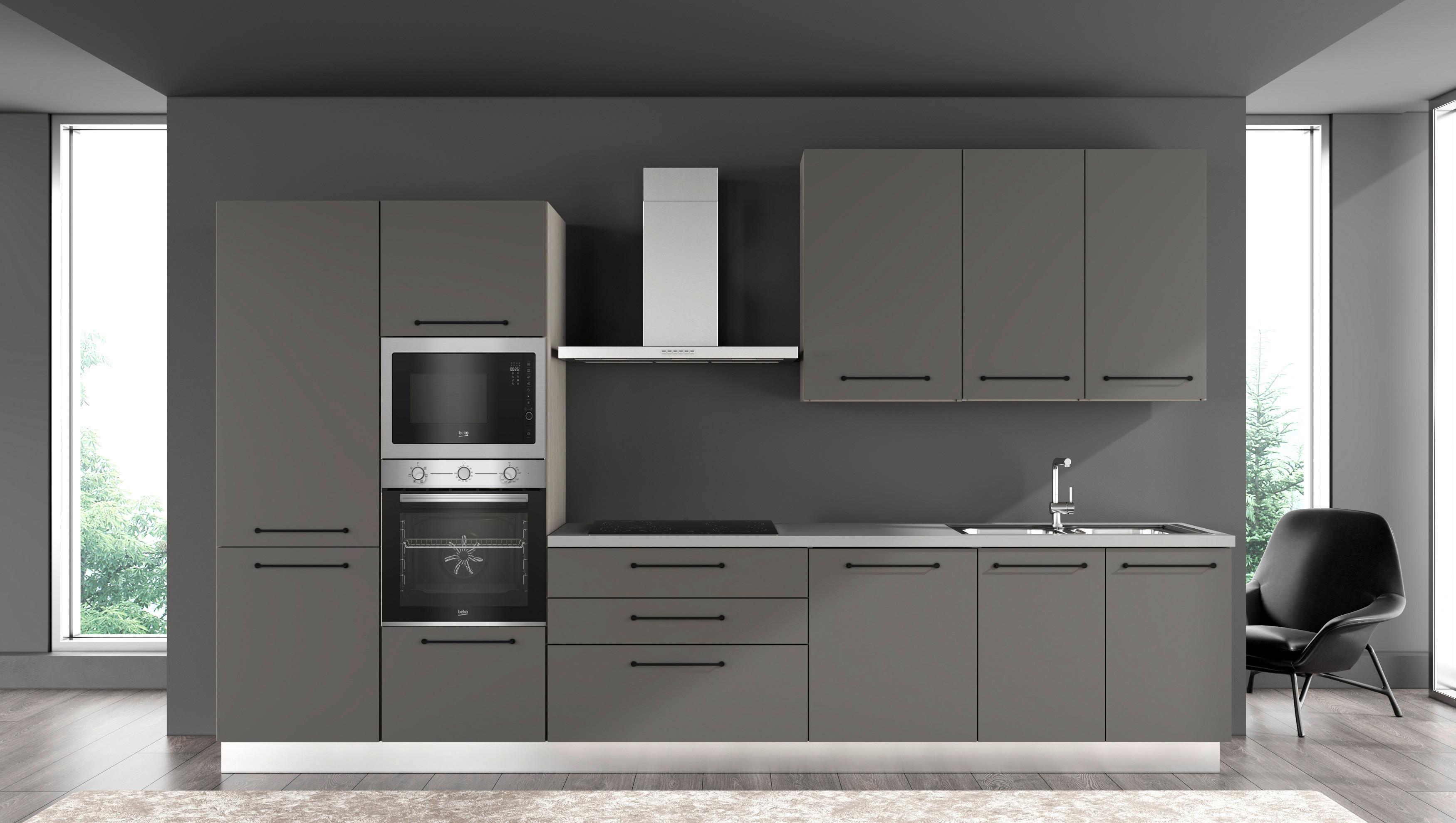 Blok Kuhinja S Aparatima Line 360 - siva/crna, Konvencionalno, metal/drvo (360/216-240/60cm) - Mömax