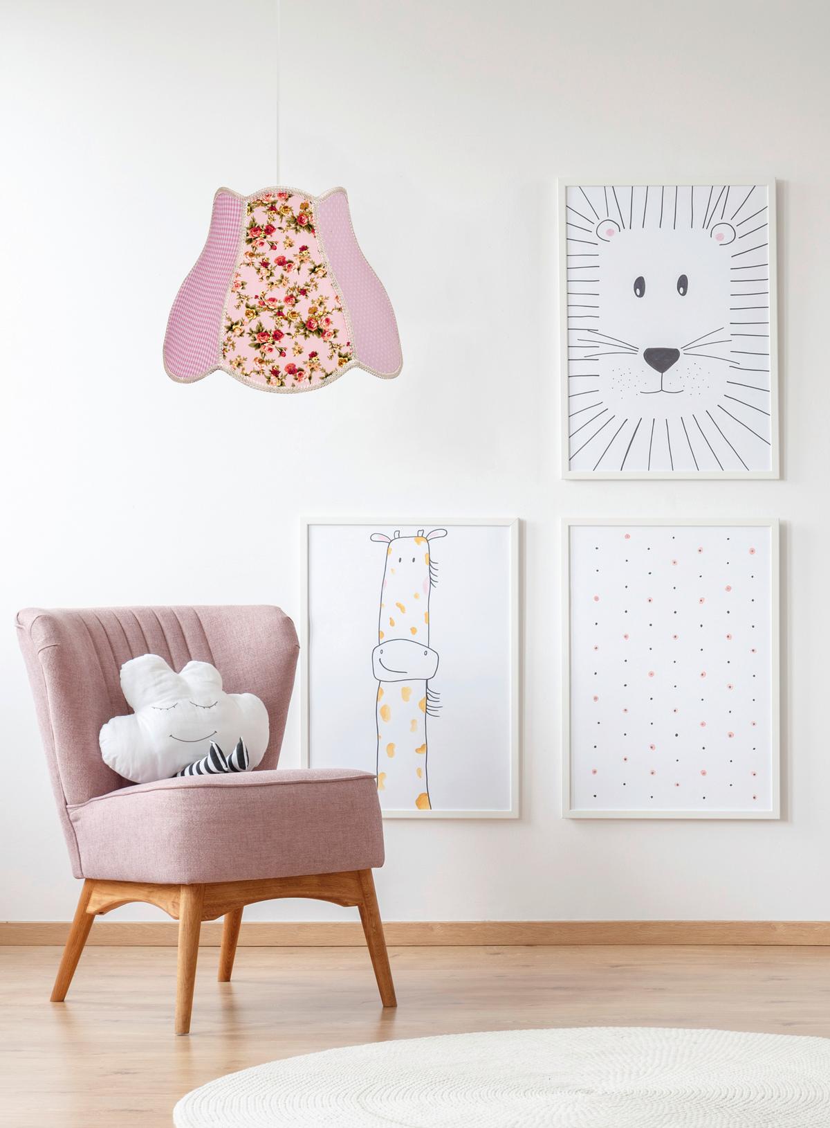 Viseća Svjetiljka Zuza - pink/bijela, Konvencionalno, tekstil/plastika (35/35/90cm)