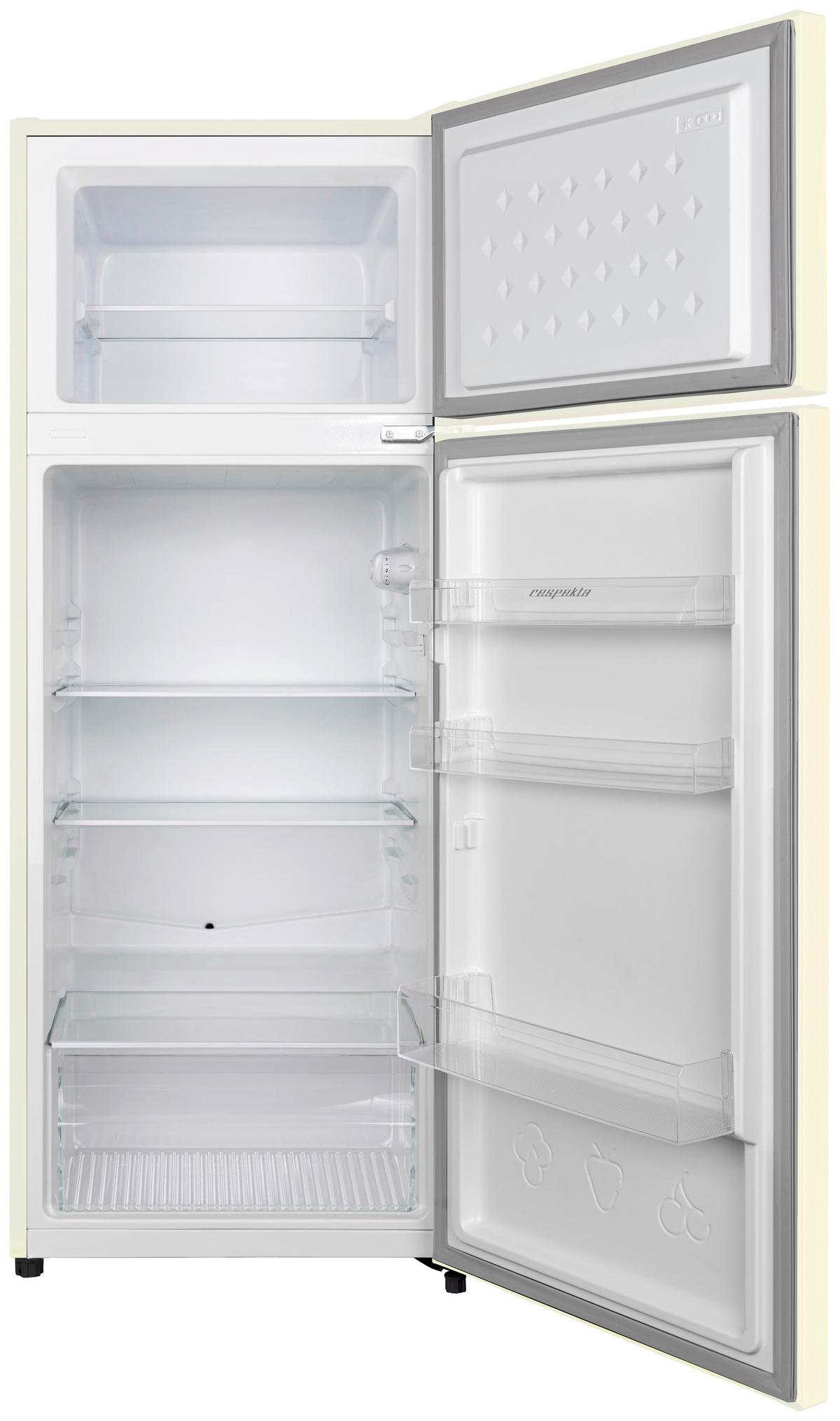 Kühl-Gefrier-Kombination KS144VC-52 Creme - Creme, Trend, Glas/Kunststoff (54/142,8/55,1cm) - Respekta