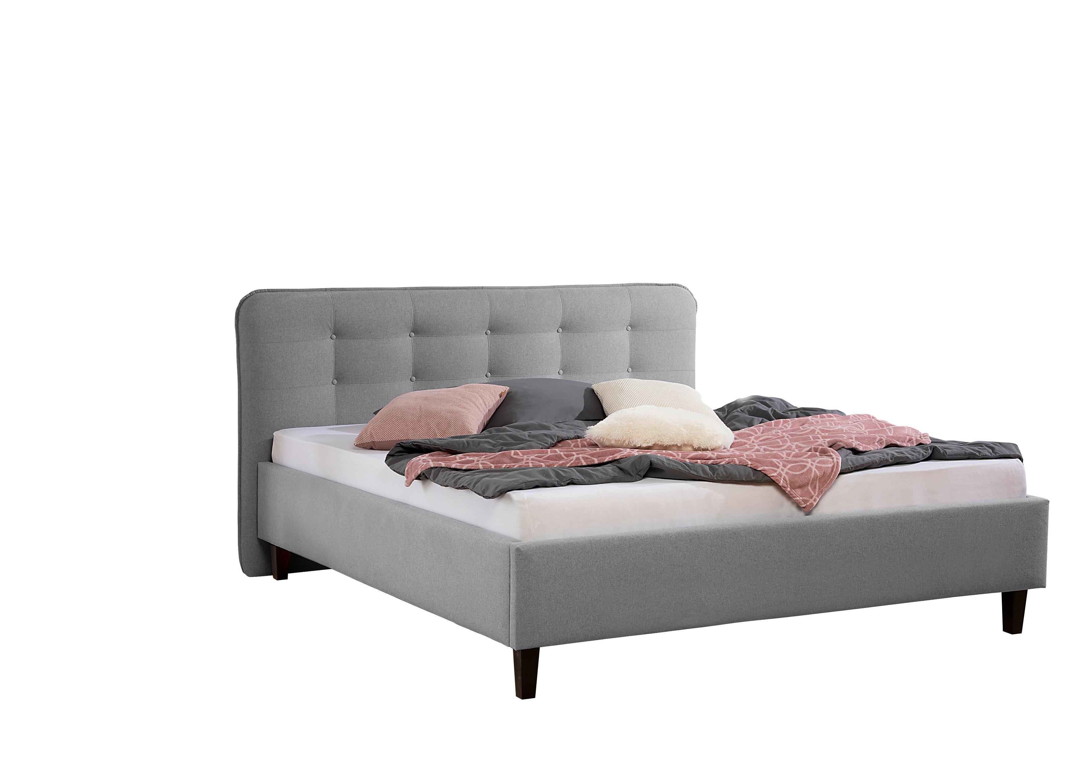 Polsterbett Alian Grau ca. 160x200 cm - Schwarz/Grau, MODERN, Holz/Textil (160/200cm) - Livetastic