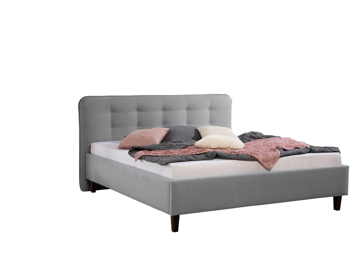 Polsterbett Alian Grau ca. 160x200 cm - Schwarz/Grau, MODERN, Holz/Textil (160/200cm) - Livetastic