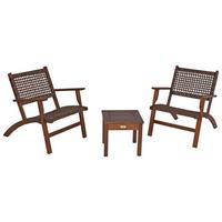 Balkonset 3-tlg. Eukalyptusholz - Dunkelbraun, Basics, Holz (40/40/35cm) - Gardenson