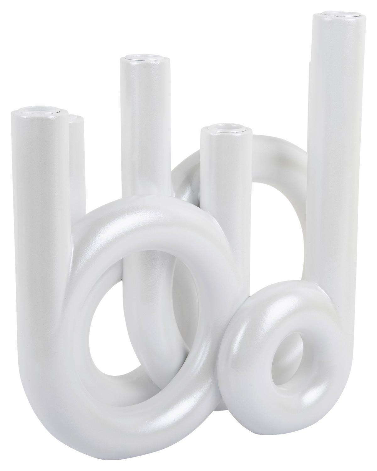 ŚWIECZNIK PT4157WH - biały, Basics, kamień (35/32,5/13,5cm) - Present Time