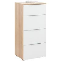Comodă Trend - alb/culoare lemn stejar, Modern, sticlă/lemn (45/100/40cm) - Premium Living