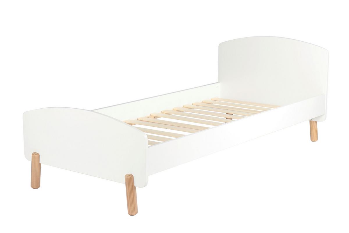 Bett ca. 90x200 cm Weiß/Naturfarben - Naturfarben/Weiß, Design, Holz/Holzwerkstoff (90/200cm) - Livetastic