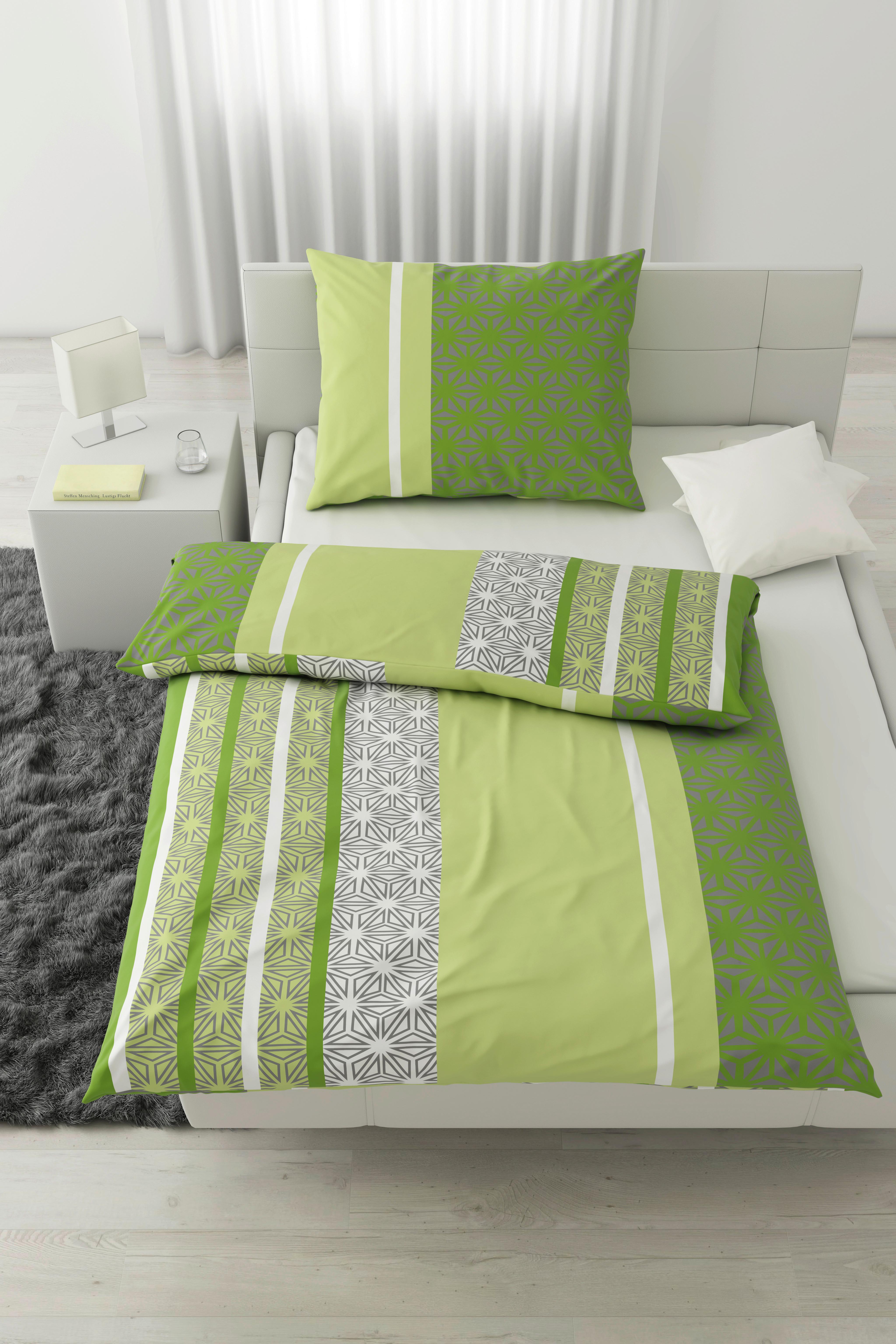 Bettwäsche Sara in Grün ca. 140x200cm - Grün, Textil (140/200cm) - Based