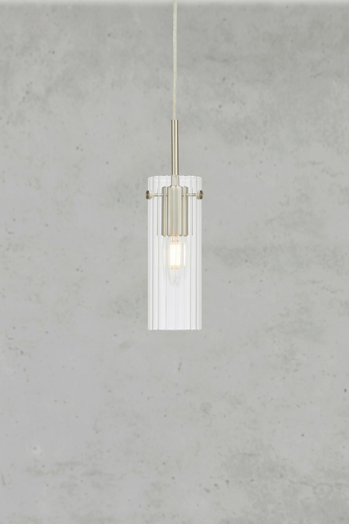 Pendelleuchte Tibia Pendant max. 40 Watt - Transparent/Nickelfarben, Design, Glas/Metall (7/7/28,5cm) - Markslöjd