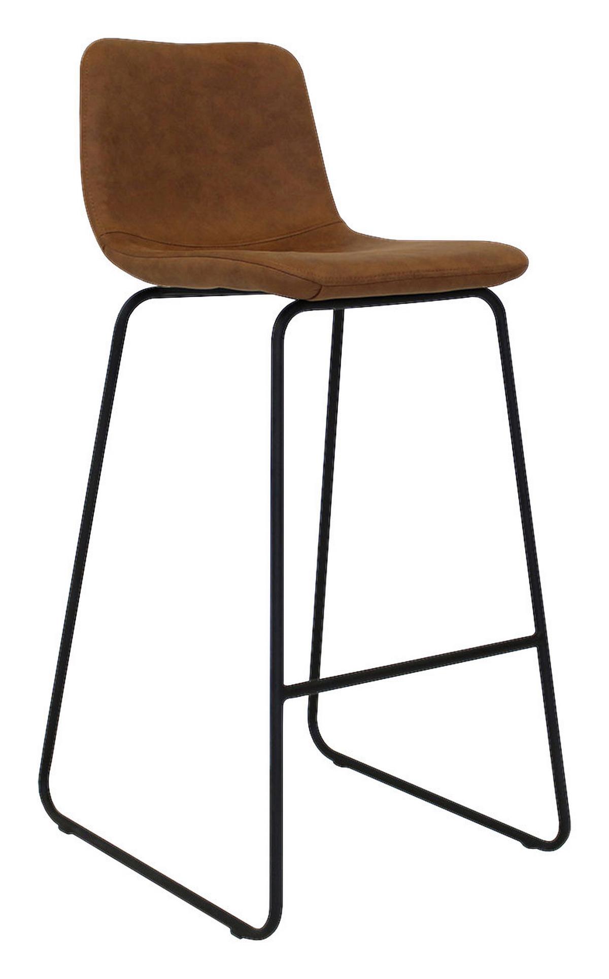Barhocker-Set Byron Lederoptik ca. 48x102 cm 2er-Set Cognac - Cognac/Schwarz, LIFESTYLE, Kunststoff/Metall (48/102/54cm) - MID.YOU