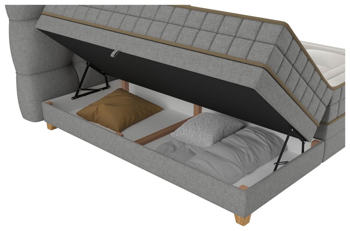 Boxspringbett Bianco Anthrazit ca. 180x200cm - Grau, KONVENTIONELL, Holz/Holzwerkstoff (180/200cm) - Premium Living