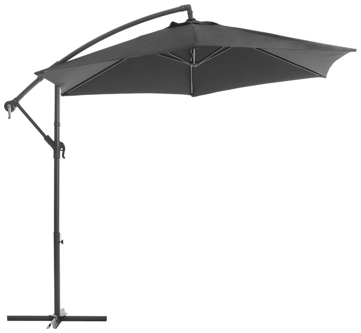 PARASOL NA WYSIĘGNIKU ESTELLE - antracytowy/czarny, Konventionell, metal/tkanina (300/300cm) - Xora
