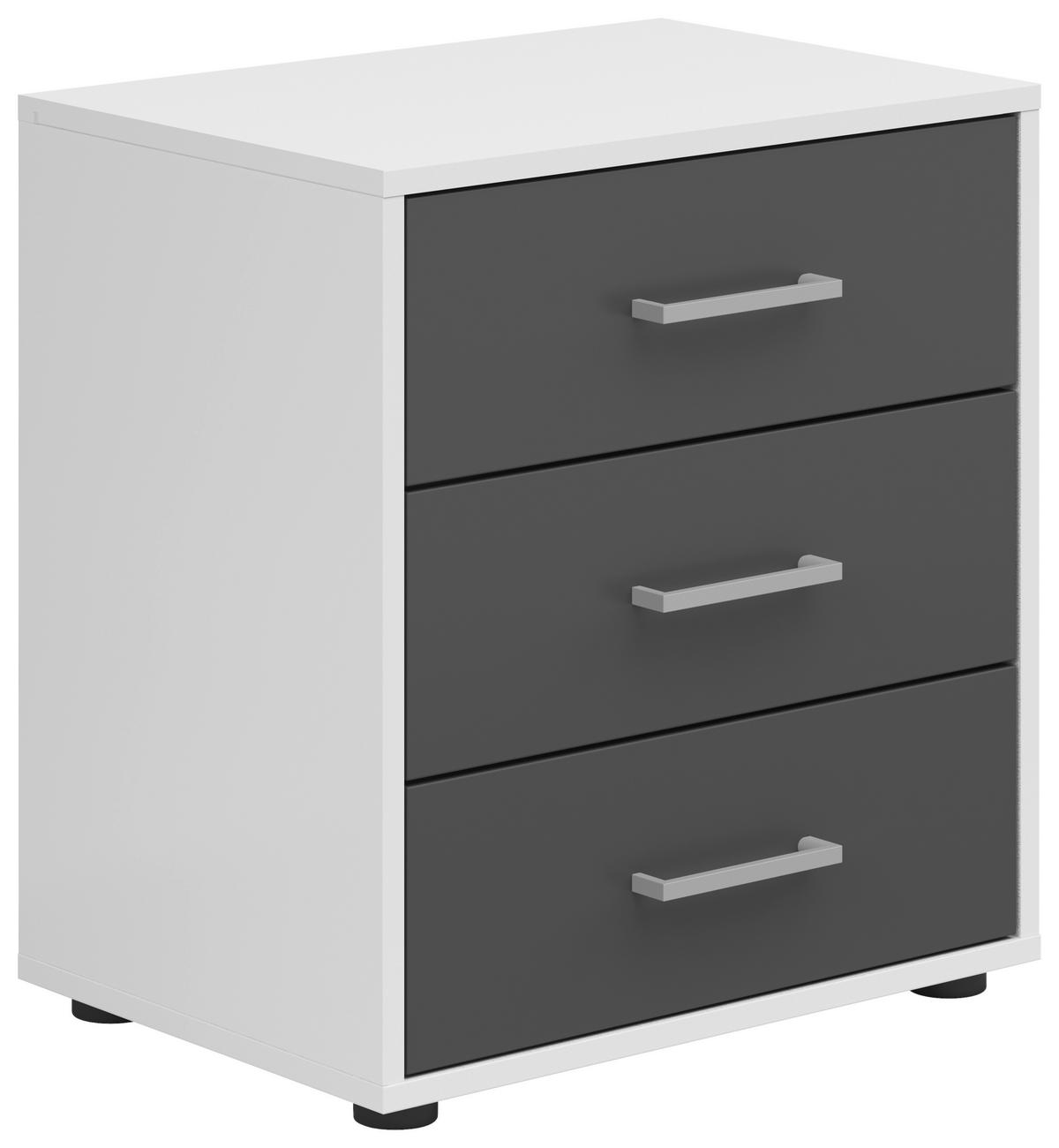 Noćni Ormarić Smart 3 - bijela/sivo-bijela, Basics, drvni materijal/plastika (50/54/35cm) - Modern Living