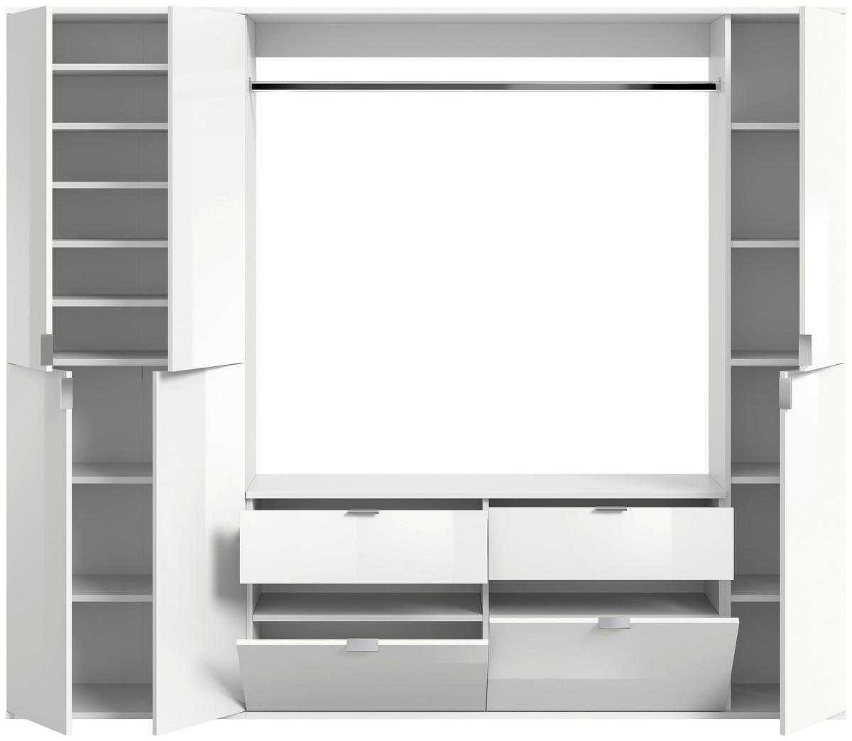 Garderobe Projekt X ca. 212x193 cm Weiß - Weiß Hochglanz, MODERN, Holzwerkstoff (212/193/34cm) - MID.YOU