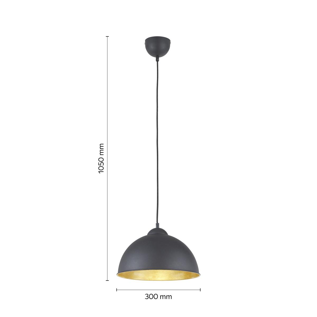 Hängeleuchte Jimmy max. 60 Watt - Goldfarben/Schwarz, LIFESTYLE, Metall (30/105cm) - Mömax