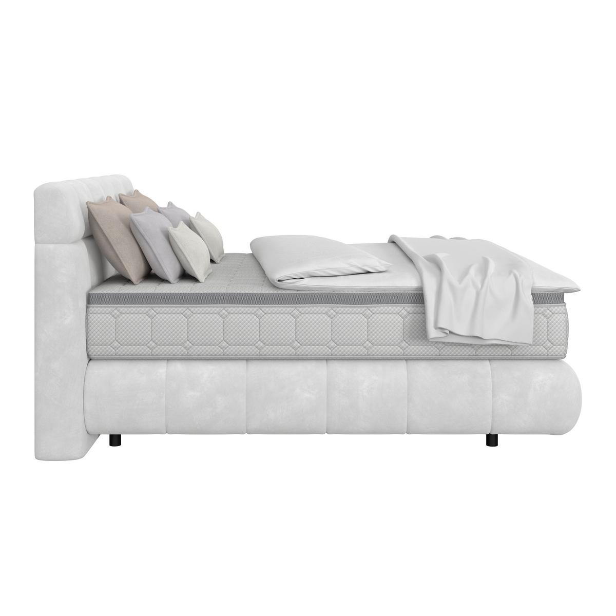 Boxspring Krevet Nobu - svijetlo siva/crna, Trend, drvo/tekstil (160/200cm) - Premium Living