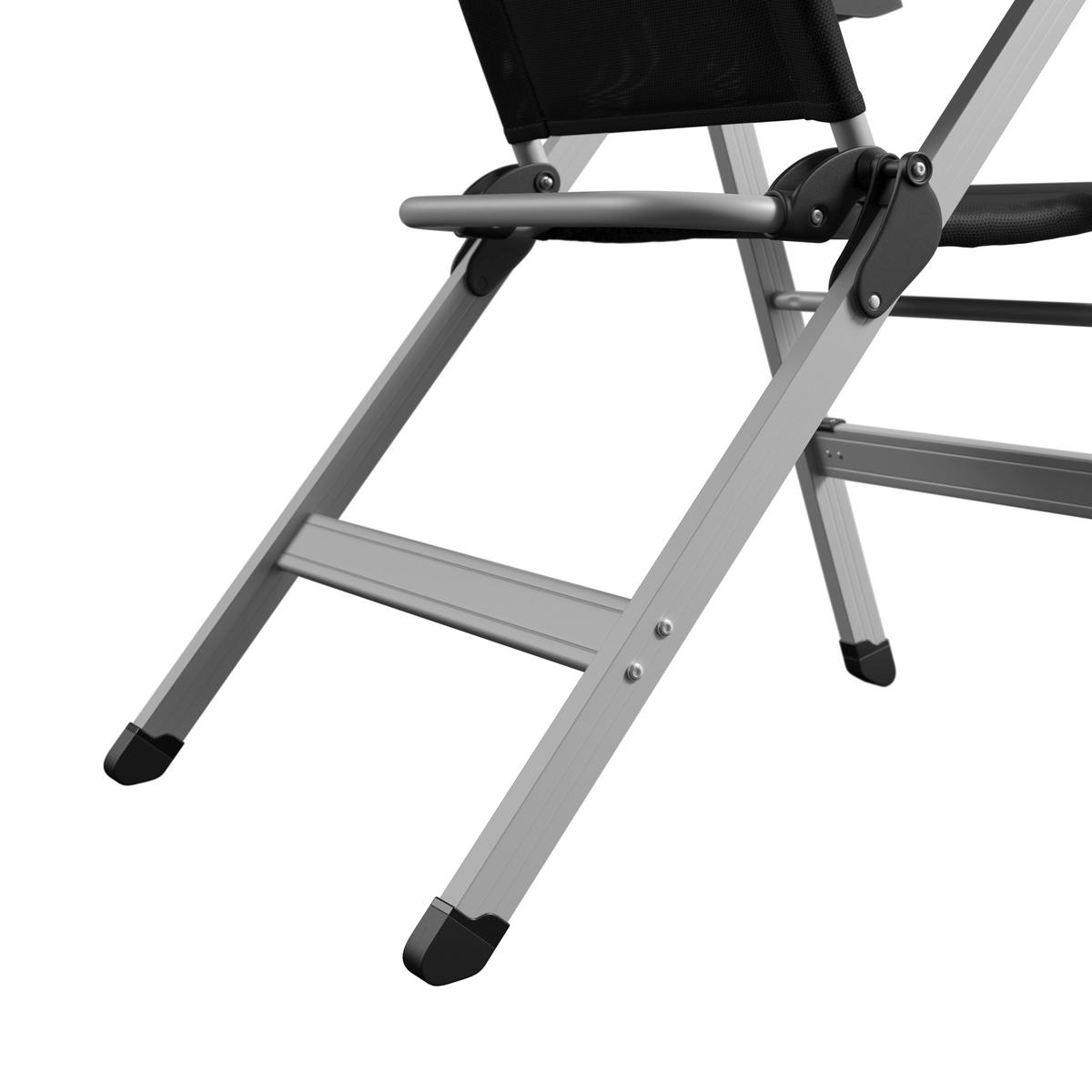 Gartenstuhl Geri Schwarz/Silberfarben - Silberfarben/Schwarz, Basics, Textil/Metall (74/117/60cm)