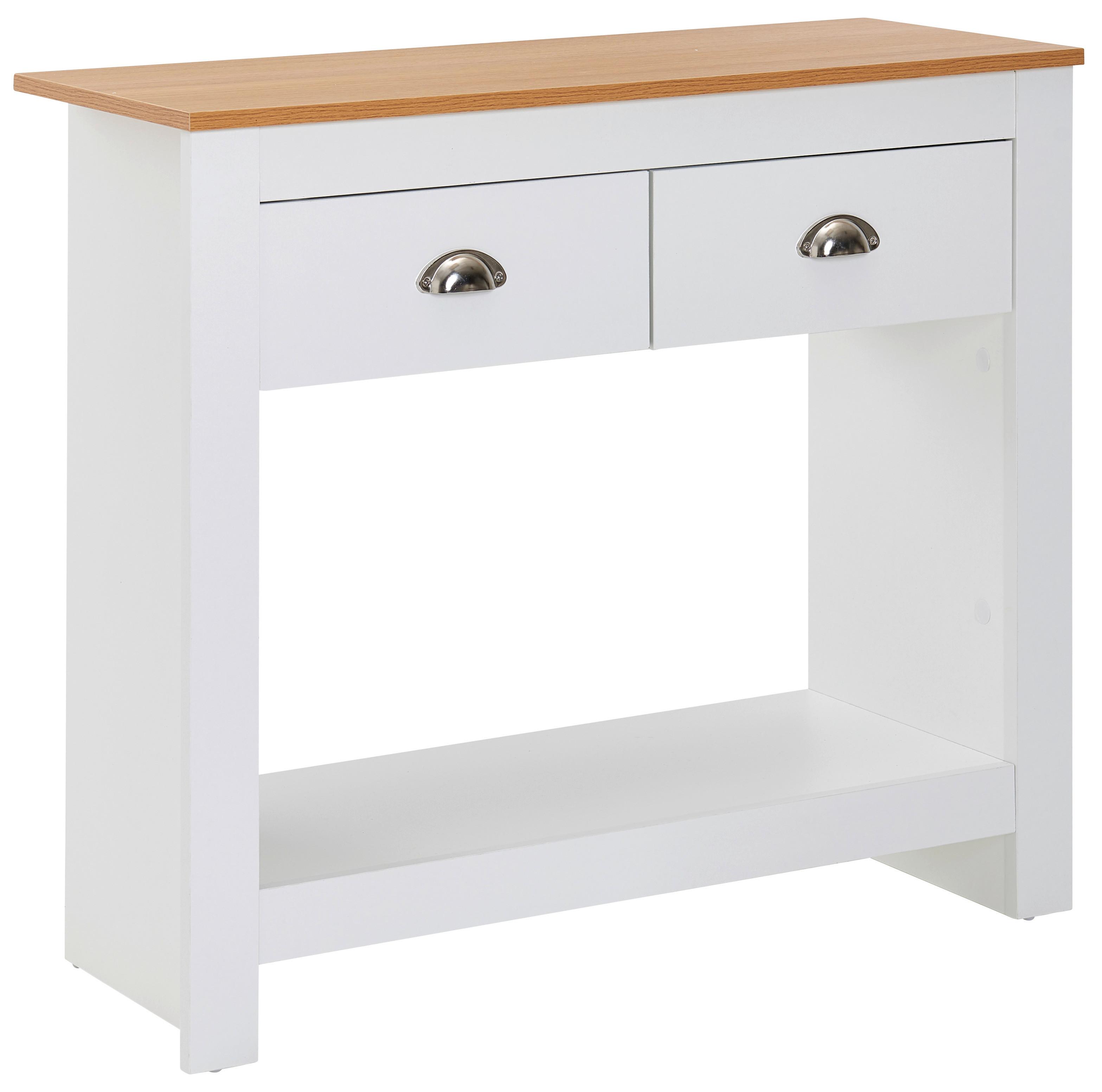Konzolna Mizica Wl6.386 - bela, Moderno, kovina/leseni material (85/35/76cm) - MID.YOU