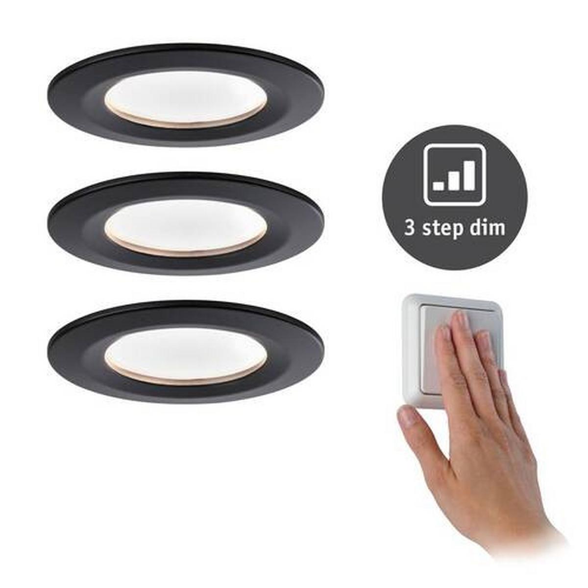 Deckenleuchte Nova max. 6,5 Watt, 3-teilig - Schwarz, Basics, Metall (7,8cm) - Paulmann