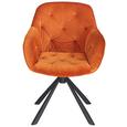 Armlehnstuhl aus Samt in Orange - Schwarz/Orange, LIFESTYLE, Holz/Textil (68/86/64cm) - Premium Living Armlehnstuhl aus Samt in Orange - Schwarz/Orange, LIFESTYLE, Holz/Textil (68/86/64cm) - Premium Living