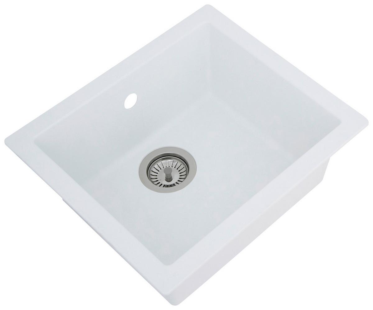 Einbauspüle Ohio ca. 50x19x44 cm Weiß - Weiß, Trend, Glas/Kunststoff (50/19/44cm) - Respekta