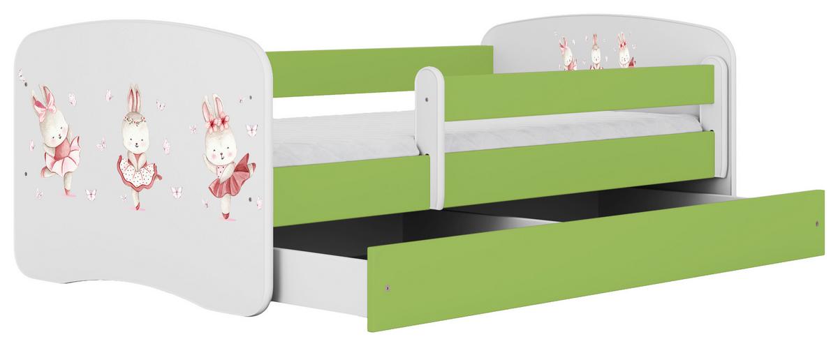 Otroška Postelja Babydreams, Bela, Zelena, 80x160cm - zelena/bela, Moderno, tekstil/leseni material (80/160cm) - MID.YOU