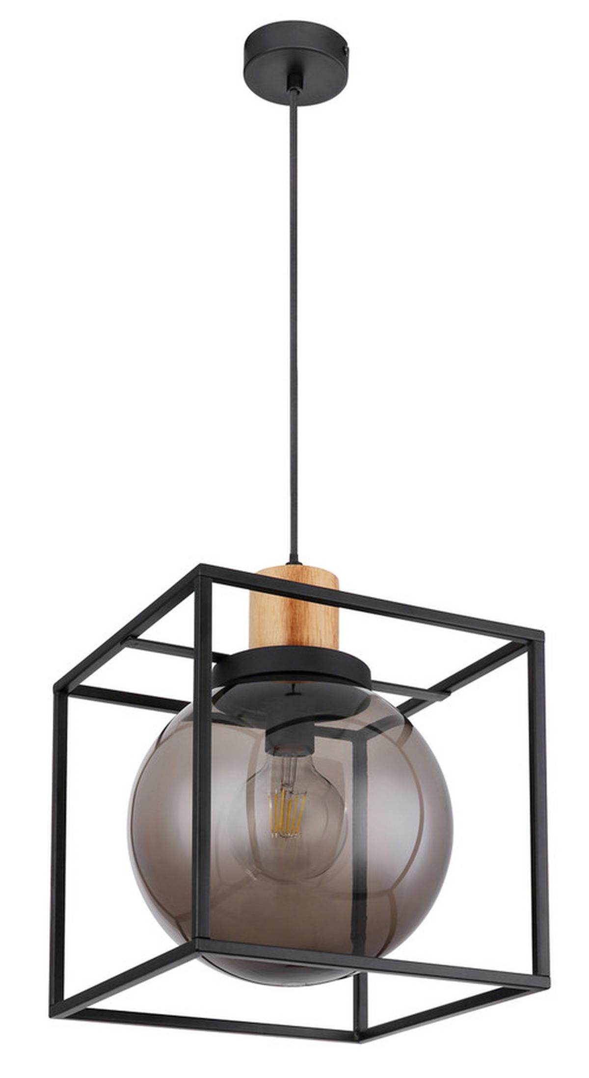 Viseča Svetilka Hilko, Črna - črna/naravne barve, Design, kovina/umetna masa (28/28/120cm) - Globo