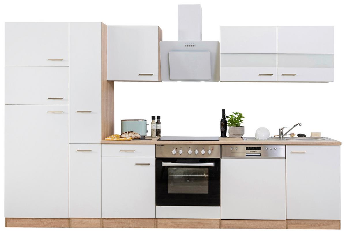 Küchenblock Economy Weiß/Eiche B: ca. 310 cm - Eichefarben/Weiß, Basics, Holzwerkstoff (310cm) - Respekta